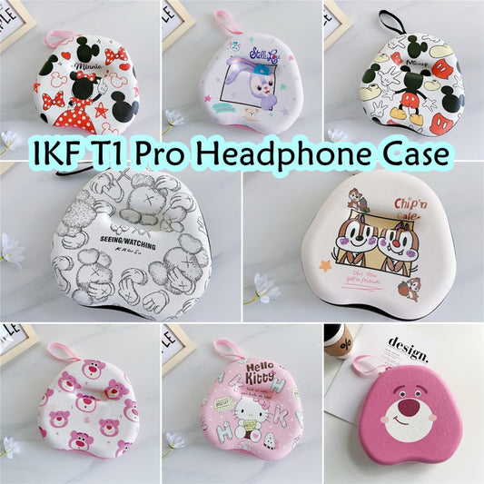 For IKF T1 Pro Headphone Case Cartoon Creative Patterns Headset Earpads Storage Bag Casing Box
