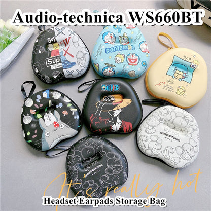 For Audio-technica WS660BT Headphone Case Cartoon Creative Patterns Headset Earpads Storage Bag Casing Box