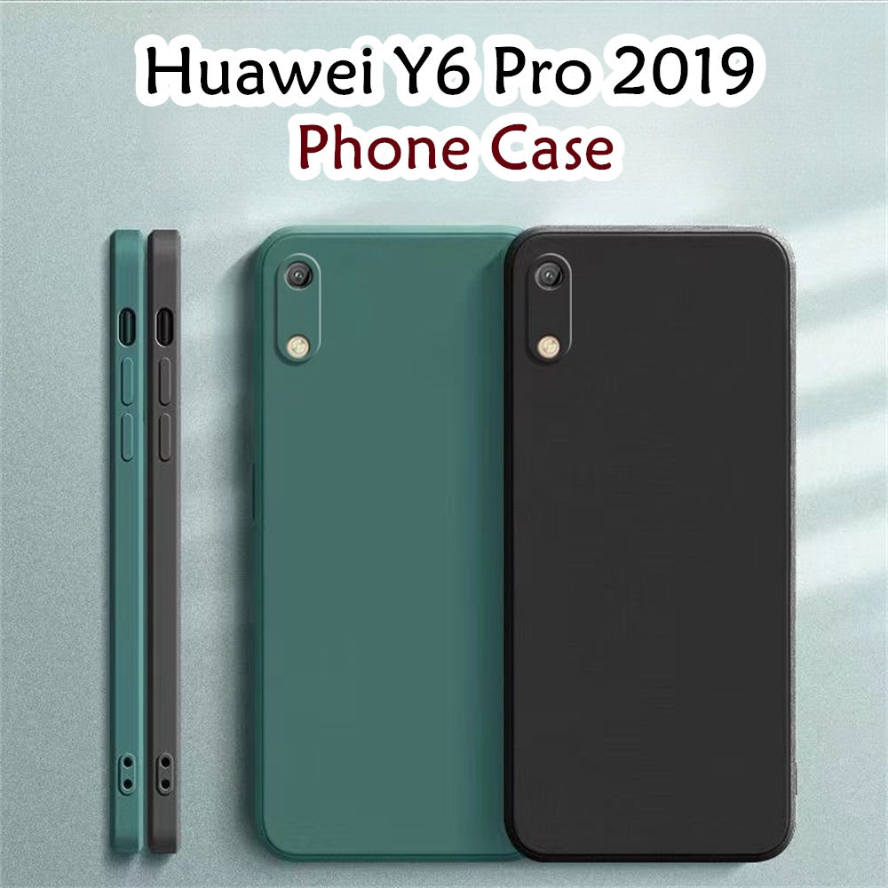 For Huawei Y6 Pro 2019 Cover Drop and wear resistant Silicone Full Case Classic Simple Solid Color Phone Case Cover