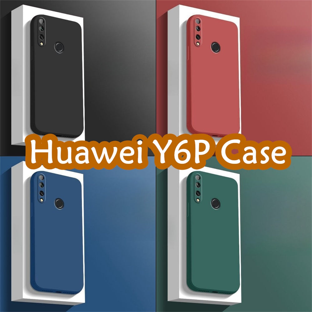 For Huawei Y6P Cover Drop and wear resistant Silicone Full Case Classic Simple Solid Color Phone Case Cover