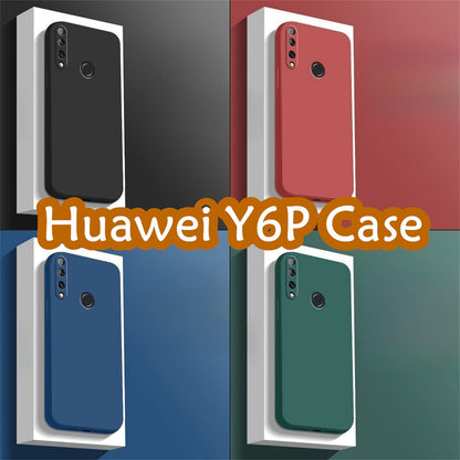 For Huawei Y6P Cover Drop and wear resistant Silicone Full Case Classic Simple Solid Color Phone Case Cover