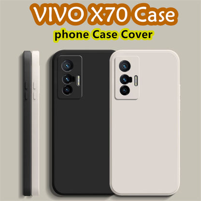 For VIVO X70 Cover Drop and wear resistant Silicone Full Case Classic Simple Solid Color Phone Case Cover