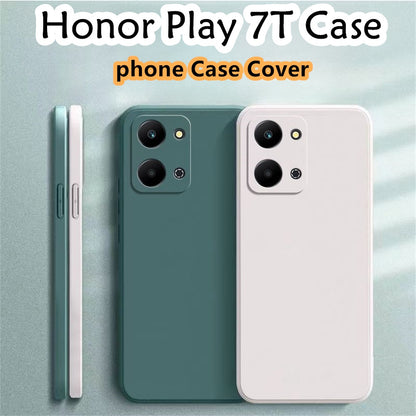 For Honor Play 7T Cover Drop and wear resistant Silicone Full Case Classic Simple Solid Color Phone Case Cover