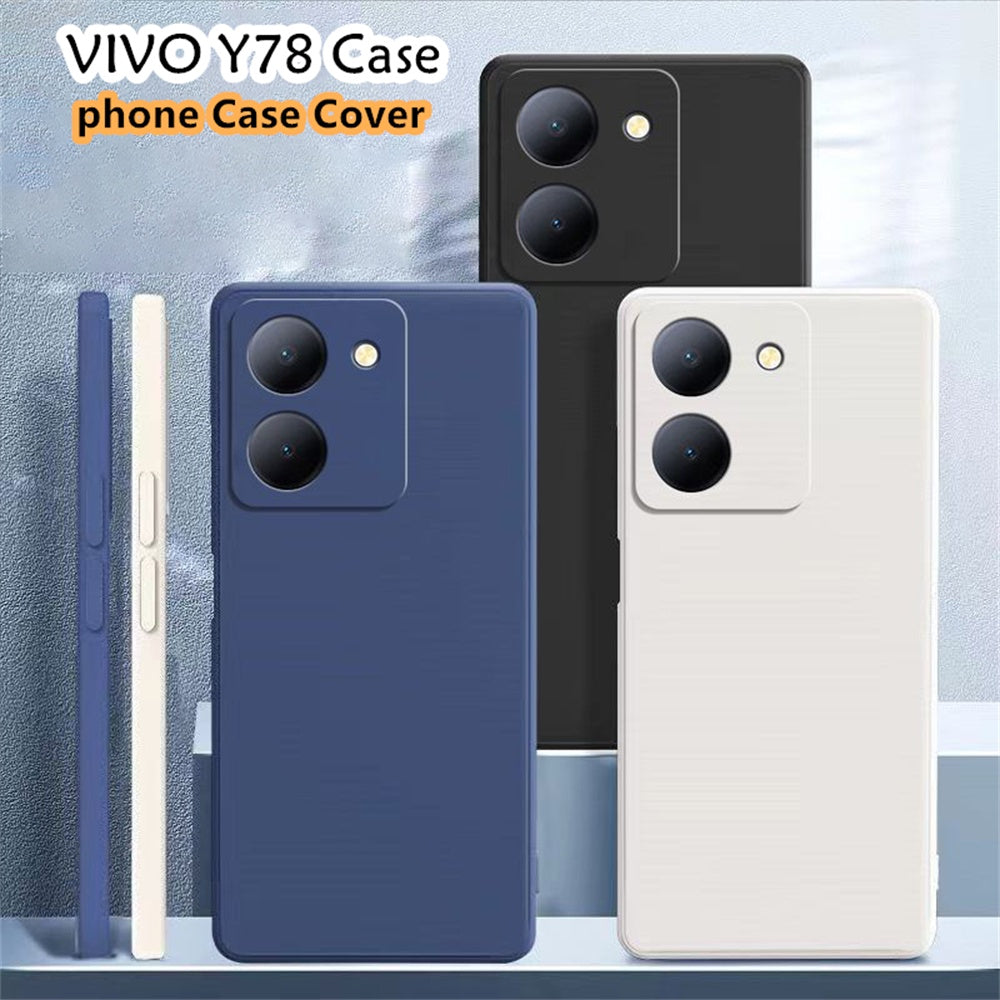 For VIVO Y78 Cover Drop and wear resistant Silicone Full Case Classic Simple Solid Color Phone Case Cover