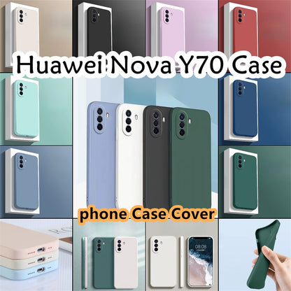 For Huawei Nova Y70 Cover Drop and wear resistant Silicone Full Case Classic Simple Solid Color Phone Case Cover