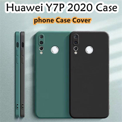 For Huawei Y7P 2020 Cover Drop and wear resistant Silicone Full Case Classic Simple Solid Color Phone Case Cover