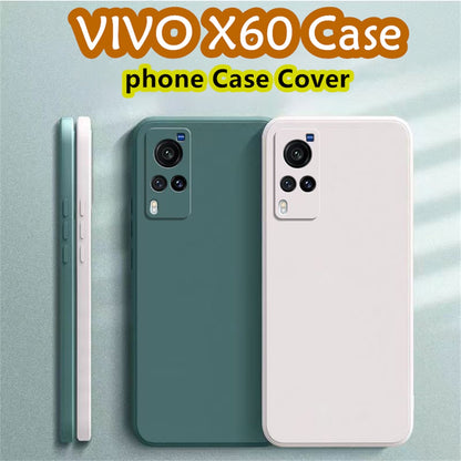 For VIVO X60 Cover Drop and wear resistant Silicone Full Case Classic Simple Solid Color Phone Case Cover