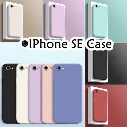 For IPhone SE Cover Drop and wear resistant Silicone Full Case Classic Simple Solid Color Phone Case Cover