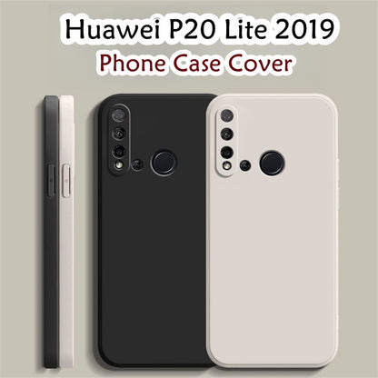 For Huawei P20 Lite 2019 Cover Drop and wear resistant Silicone Full Case Classic Simple Solid Color Phone Case Cover