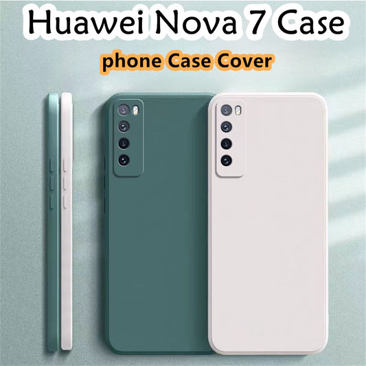 For Huawei Nova 7 Cover Drop and wear resistant Silicone Full Case Classic Simple Solid Color Phone Case Cover
