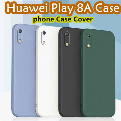 For Huawei Play 8A Cover Drop and wear resistant Silicone Full Case Classic Simple Solid Color Phone Case Cover