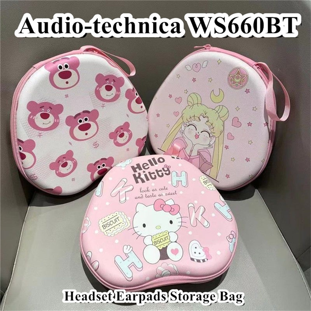 For Audio-technica WS660BT Headphone Case Cartoon Creative Patterns Headset Earpads Storage Bag Casing Box