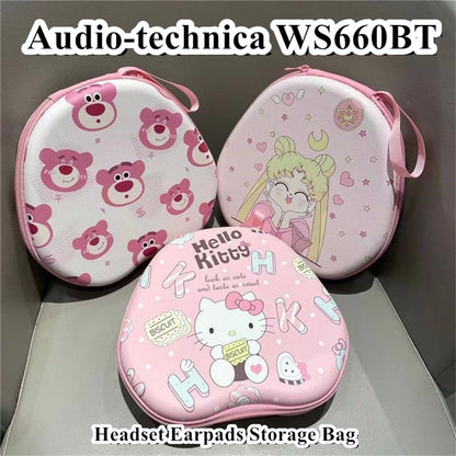For Audio-technica WS660BT Headphone Case Cartoon Creative Patterns Headset Earpads Storage Bag Casing Box