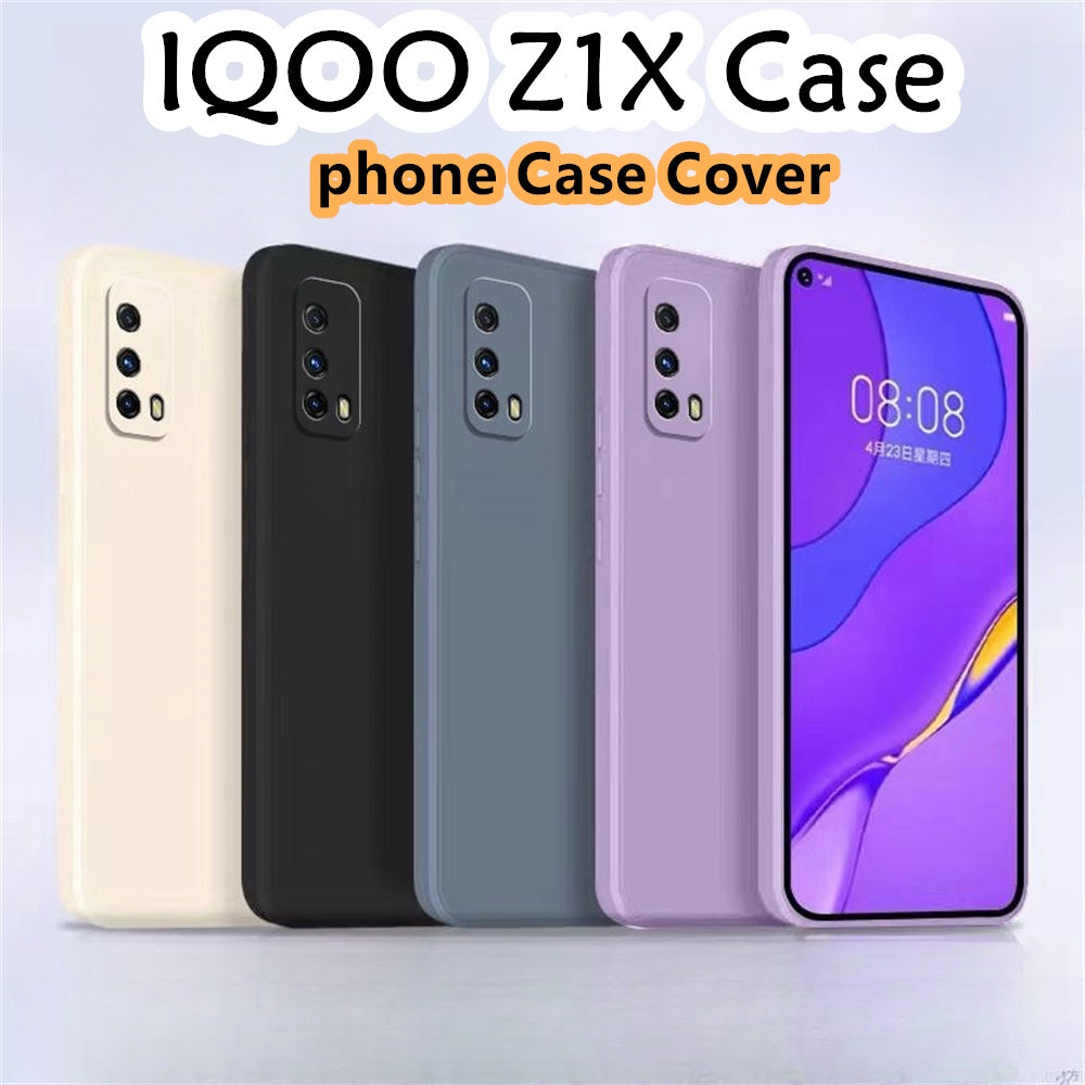 For IQOO Z1X Cover Drop and wear resistant Silicone Full Case Classic Simple Solid Color Phone Case Cover