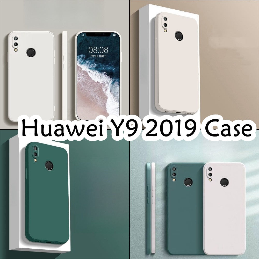 For Huawei Y9 2019 Cover Drop and wear resistant Silicone Full Case Classic Simple Solid Color Phone Case Cover