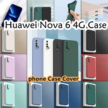 For Huawei Nova 6 4G Cover Drop and wear resistant Silicone Full Case Classic Simple Solid Color Phone Case Cover