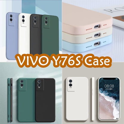 For VIVO Y76S Cover Drop and wear resistant Silicone Full Case Classic Simple Solid Color Phone Case Cover