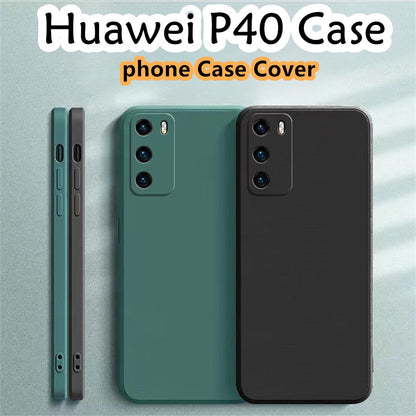 For Huawei P40 Cover Drop and wear resistant Silicone Full Case Classic Simple Solid Color Phone Case Cover