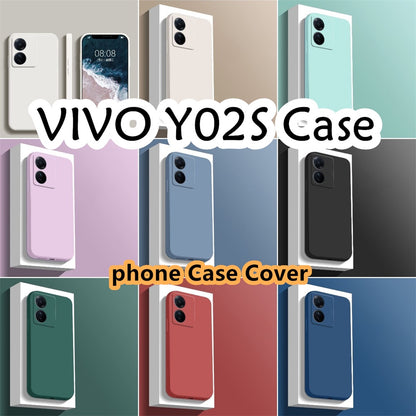 For VIVO Y02S Cover Drop and wear resistant Silicone Full Case Classic Simple Solid Color Phone Case Cover
