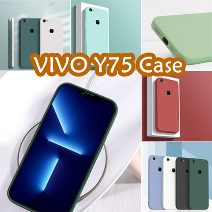 For VIVO Y75 Cover Drop and wear resistant Silicone Full Case Classic Simple Solid Color Phone Case Cover