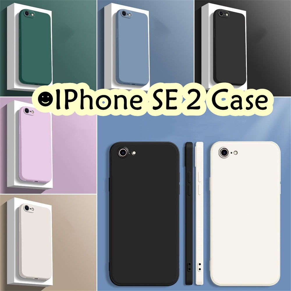 For IPhone SE 2 Cover Drop and wear resistant Silicone Full Case Classic Simple Solid Color Phone Case Cover
