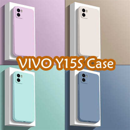 For VIVO Y15S Cover Drop and wear resistant Silicone Full Case Classic Simple Solid Color Phone Case Cover