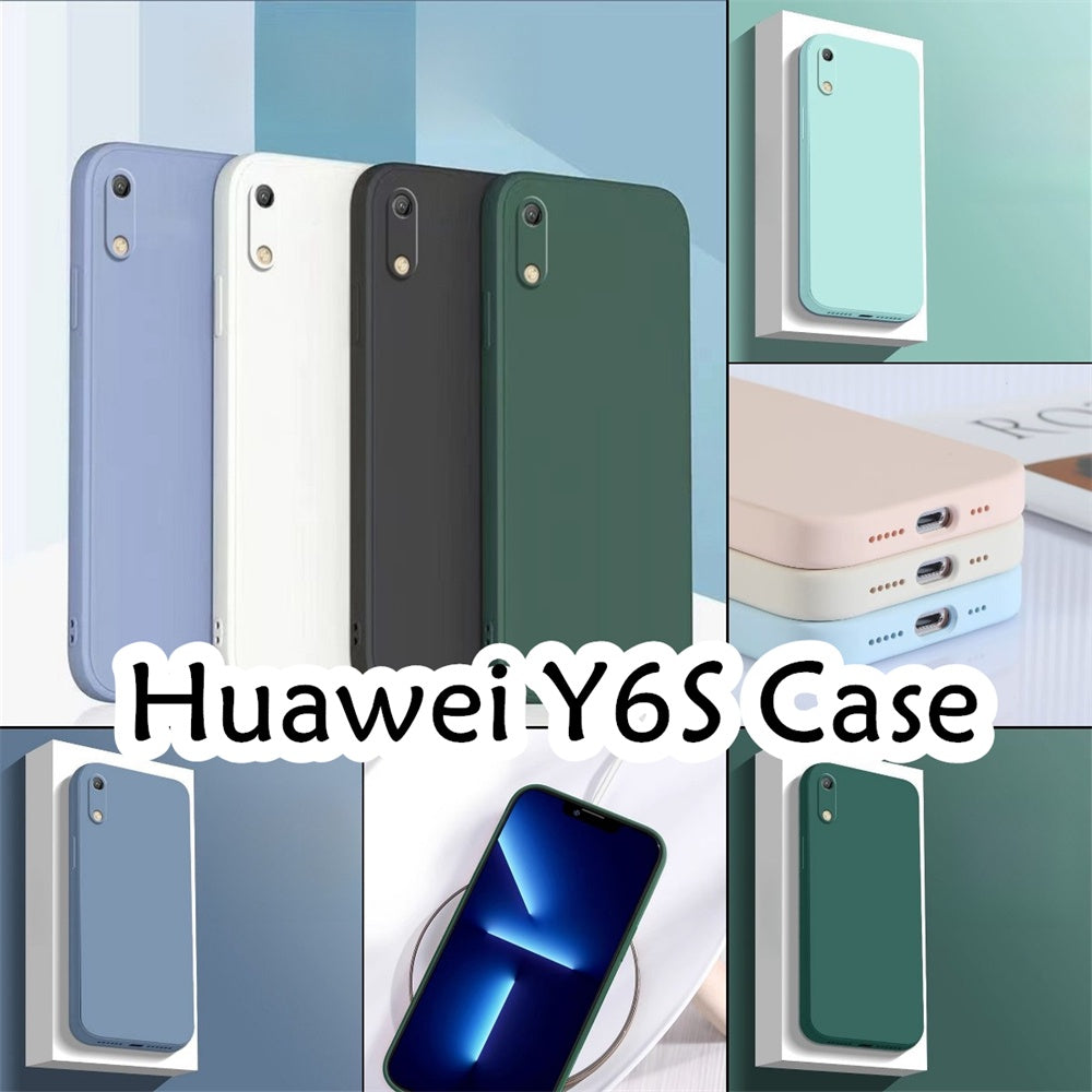 For Huawei Y6S Cover Drop and wear resistant Silicone Full Case Classic Simple Solid Color Phone Case Cover