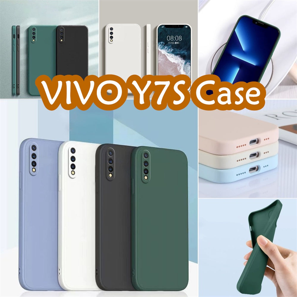 For VIVO Y7S Cover Drop and wear resistant Silicone Full Case Classic Simple Solid Color Phone Case Cover