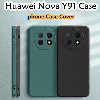For Huawei Nova Y91 Cover Drop and wear resistant Silicone Full Case Classic Simple Solid Color Phone Case Cover