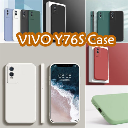 For VIVO Y76S Cover Drop and wear resistant Silicone Full Case Classic Simple Solid Color Phone Case Cover