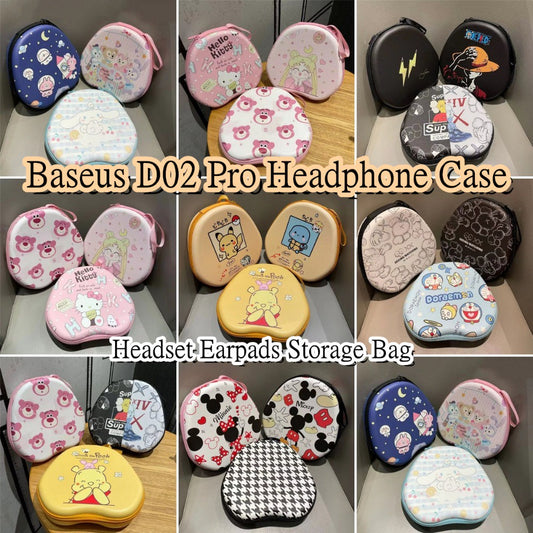 For Baseus D02 Pro Headphone Case Cartoon Creative Patterns Headset Earpads Storage Bag Casing Box