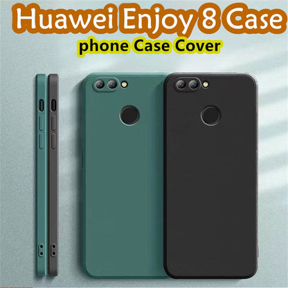 For Huawei Enjoy 8 Cover Drop and wear resistant Silicone Full Case Classic Simple Solid Color Phone Case Cover