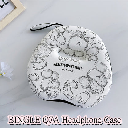 For BINGLE Q7A Headphone Case Cartoon Creative Patterns Headset Earpads Storage Bag Casing Box