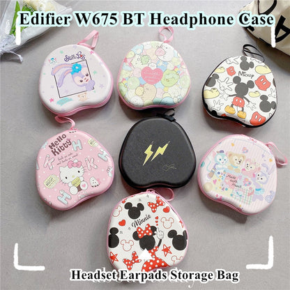 For Edifier W675 BT Headphone Case Cartoon Creative Patterns Headset Earpads Storage Bag Casing Box