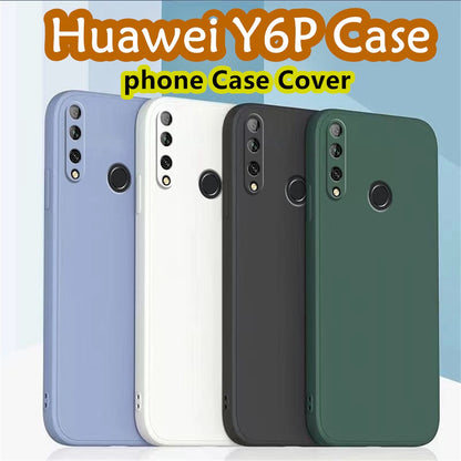 For Huawei Y6P Cover Drop and wear resistant Silicone Full Case Classic Simple Solid Color Phone Case Cover