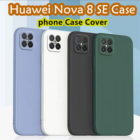 For Huawei Nova 8 SE Cover Drop and wear resistant Silicone Full Case Classic Simple Solid Color Phone Case Cover