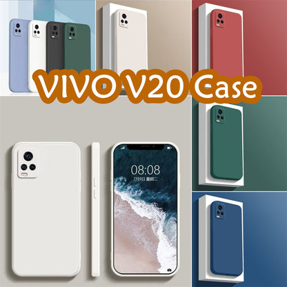 For VIVO V20 Cover Drop and wear resistant Silicone Full Case Classic Simple Solid Cloor Phone Case Cover