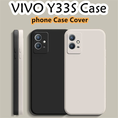 For VIVO Y33S Cover Drop and wear resistant Silicone Full Case Classic Simple Solid Color Phone Case Cover