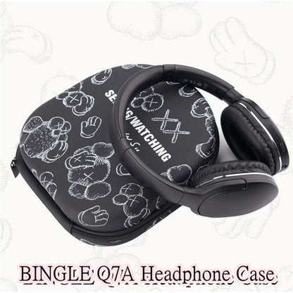 For BINGLE Q7A Headphone Case Cartoon Creative Patterns Headset Earpads Storage Bag Casing Box