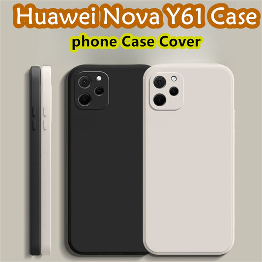 For Huawei Nova Y61 Cover Drop and wear resistant Silicone Full Case Classic Simple Solid Color Phone Case Cover