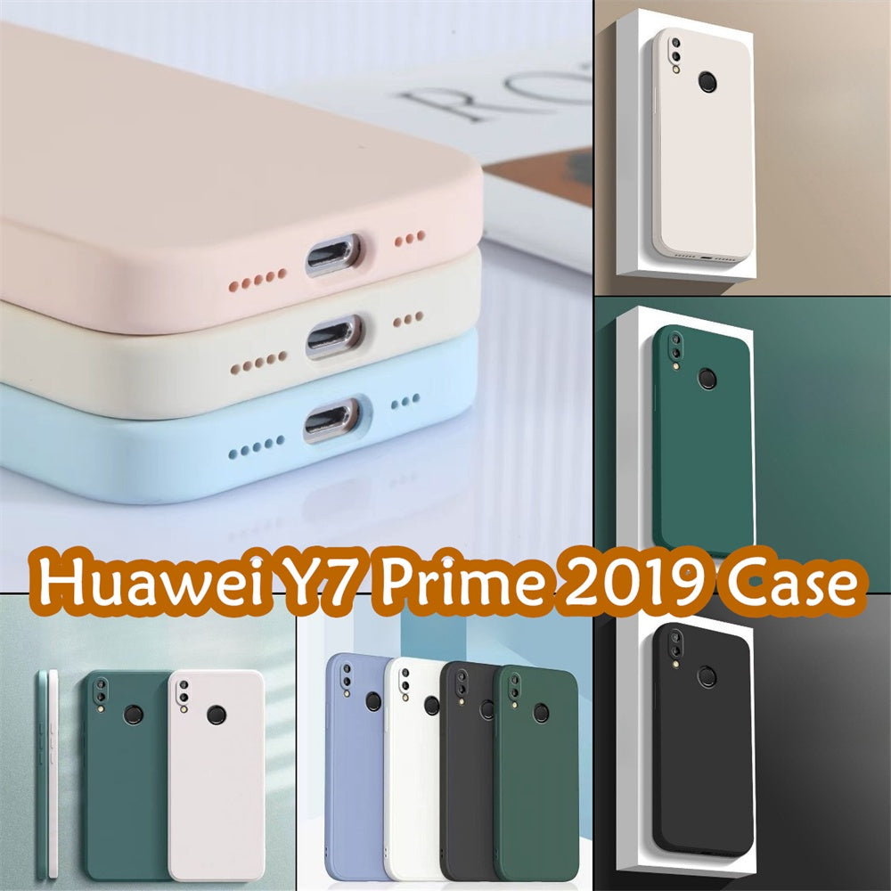 For Huawei Y7 Prime 2019 Cover Drop and wear resistant Silicone Full Case Classic Simple Solid Color Phone Case Cover