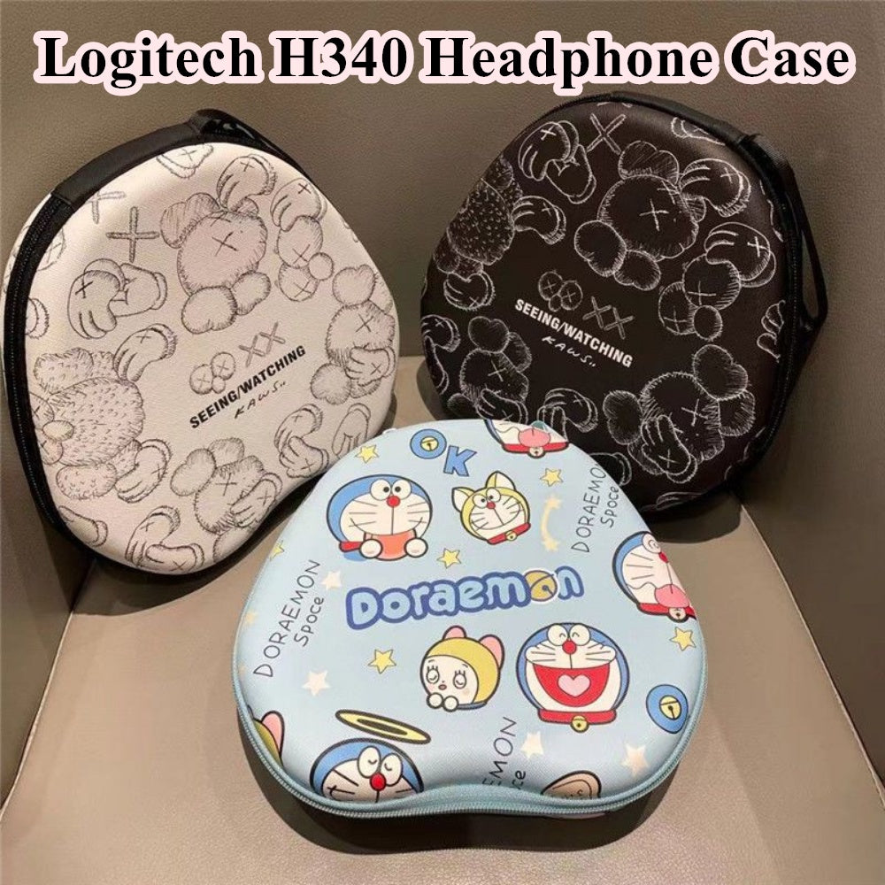 For Logitech H340 Headphone Case Cartoon Creative Patterns Headset Earpads Storage Bag Casing Box