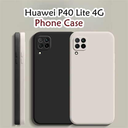For Huawei P40 Lite 4G Cover Drop and wear resistant Silicone Full Case Classic Simple Solid Color Phone Case Cover