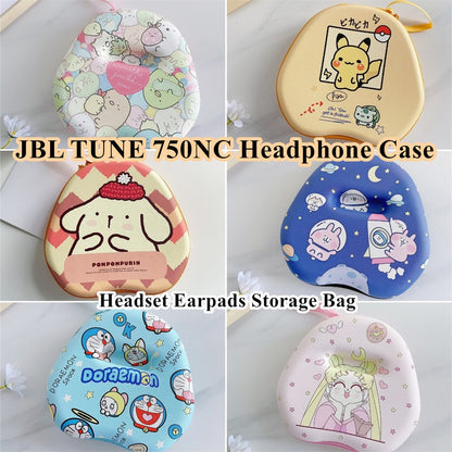 For JBL TUNE 750NC Headphone Case Cartoon Creative Patterns Headset Earpads Storage Bag Casing Box