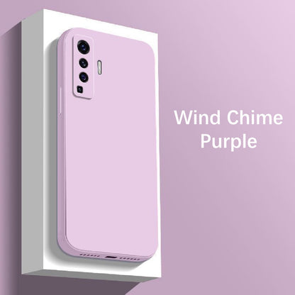 For VIVO X50 Cover Drop and wear resistant Silicone Full Case Classic Simple Solid Color Phone Case Cover