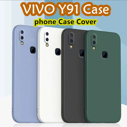 For VIVO Y91 Cover Drop and wear resistant Silicone Full Case Classic Simple Solid Color Phone Case Cover