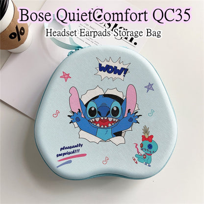 For Bose QuietComfort QC35 Headphone Case Cartoon Creative Patterns Headset Earpads Storage Bag Casing Box