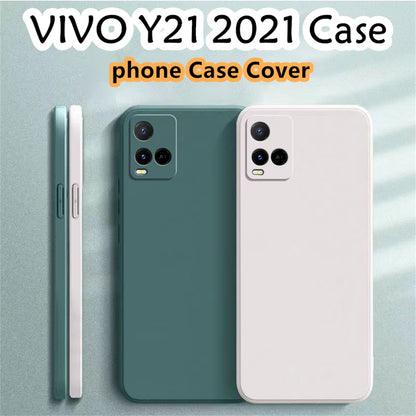 For VIVO Y21 2021 Cover Drop and wear resistant Silicone Full Case Classic Simple Solid Color Phone Case Cover