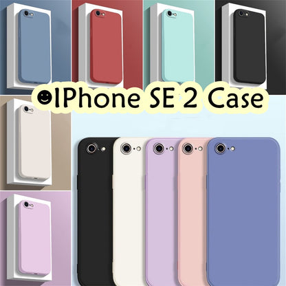 For IPhone SE 2 Cover Drop and wear resistant Silicone Full Case Classic Simple Solid Color Phone Case Cover
