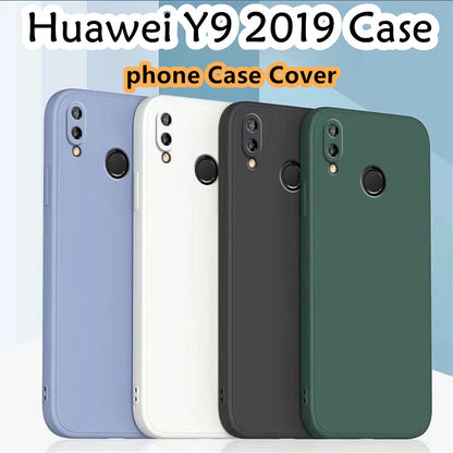 For Huawei Y9 2019 Cover Drop and wear resistant Silicone Full Case Classic Simple Solid Color Phone Case Cover